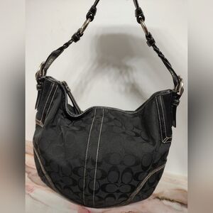 Vintage Coach 6279 Hobo Signature Shoulder Bag Black Monogram Y2K